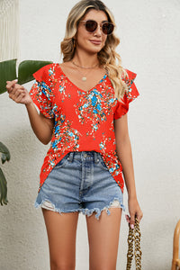 V-Neck Short Sleeve Blouse Trandify deal