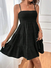 Smocked Tiered Sleeveless Mini Dress Trandify deal