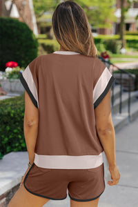 Contrast Round Neck Top and Shorts Set Trandify deal
