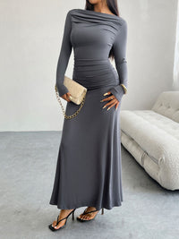 Devine Ruched Long Sleeve Maxi Dress Trandify Deal