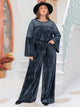 Plus Size Round Neck Flare Sleeve Top and Pants Set Trandify deal