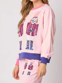 Women's Sequin Loungewear Set - Nutcracker Holiday Pajamas