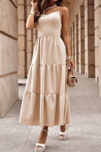 Tiered Crisscross Spaghetti Strap Dress Trandify deal