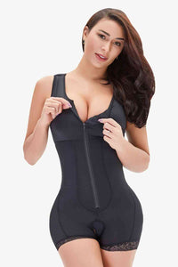 Elegant Lace Trim Shapewear – High-Waist Compression Bodysuit – TrandifyDeal