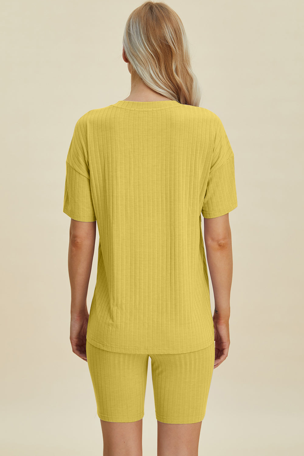 Basic Bae Full Size Ribbed V-Neck Short Sleeve Top and Shorts Set Trandify deal