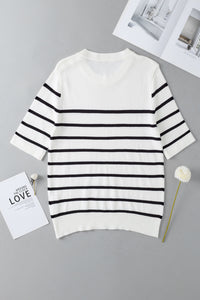 Round Neck Half Sleeve Knit Top Trandify Deal