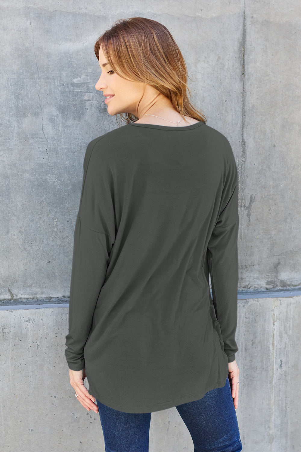 Basic Bae Full Size Round Neck Dropped Shoulder T-Shirt Trandify Deal