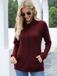 Drawstring Mock Neck Raglan Sleeve T-Shirt Trandify deal