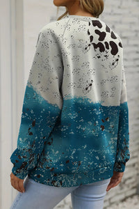 Printed Round Neck Long Sleeve Sweatshirt Trandify Deal