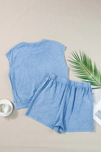 Round Neck Short Sleeve Top and Shorts Set Trandify Deal