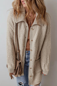 Pocketed Button Up Long Sleeve Cardigan Trandify Deal