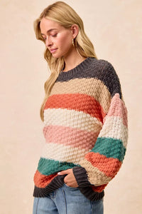 Oversized Color Block Sweater for Women | Chunky Knit Fall Top