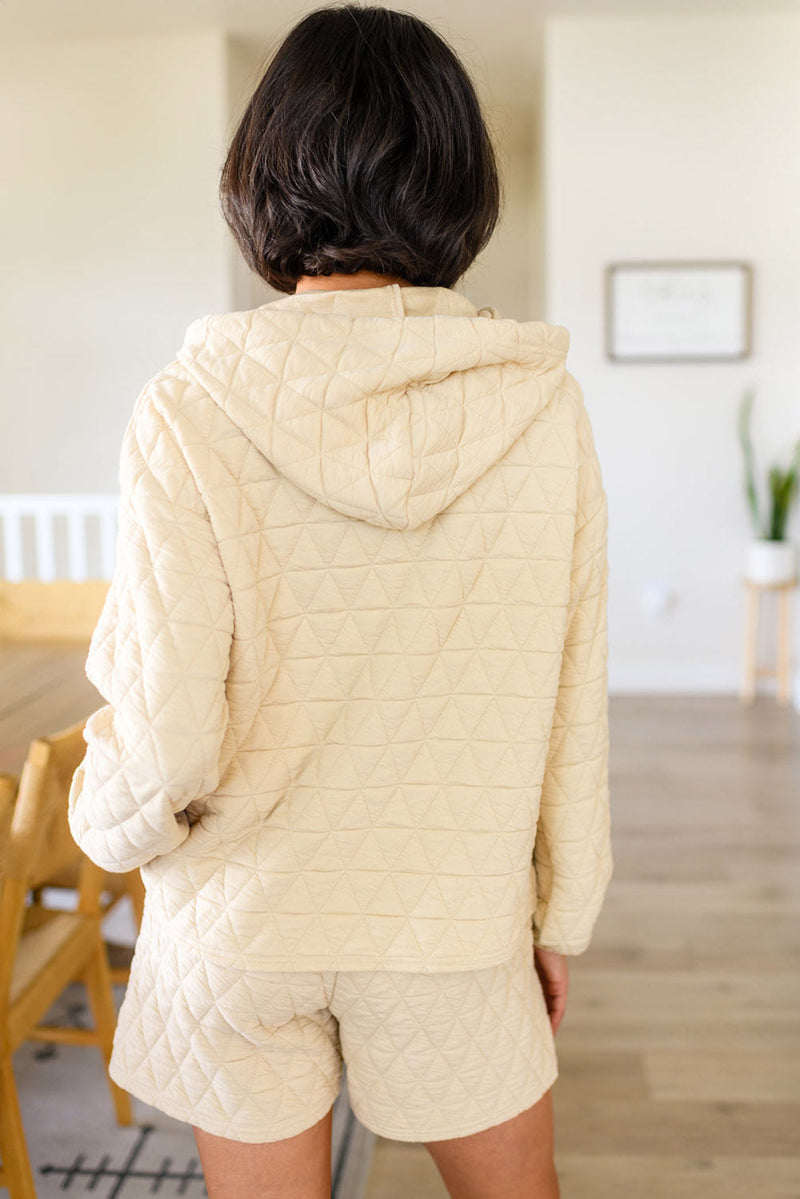 Drawstring Quilted Hooded Top and Shorts Set Trandify Deal