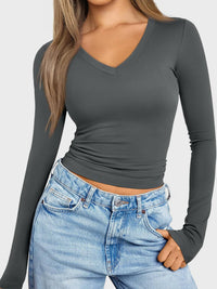 Lovelet V-Neck Long Sleeve T-Shirt Trandify Deal