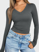 Lovelet V-Neck Long Sleeve T-Shirt Trandify Deal