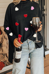 Valentine’s Day Heart Patched Turtleneck Long Sleeve Top Trandify Deal