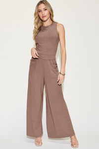 Basic Bae Full Size Ribbed Tank and Wide Leg Pants Set Trandify Deal