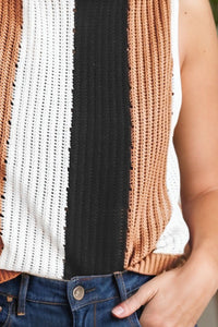 Color Block Round Neck Sweater Vest Trandify Deal