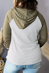 Plus Size Striped Long Sleeve Hoodie Trandify deal