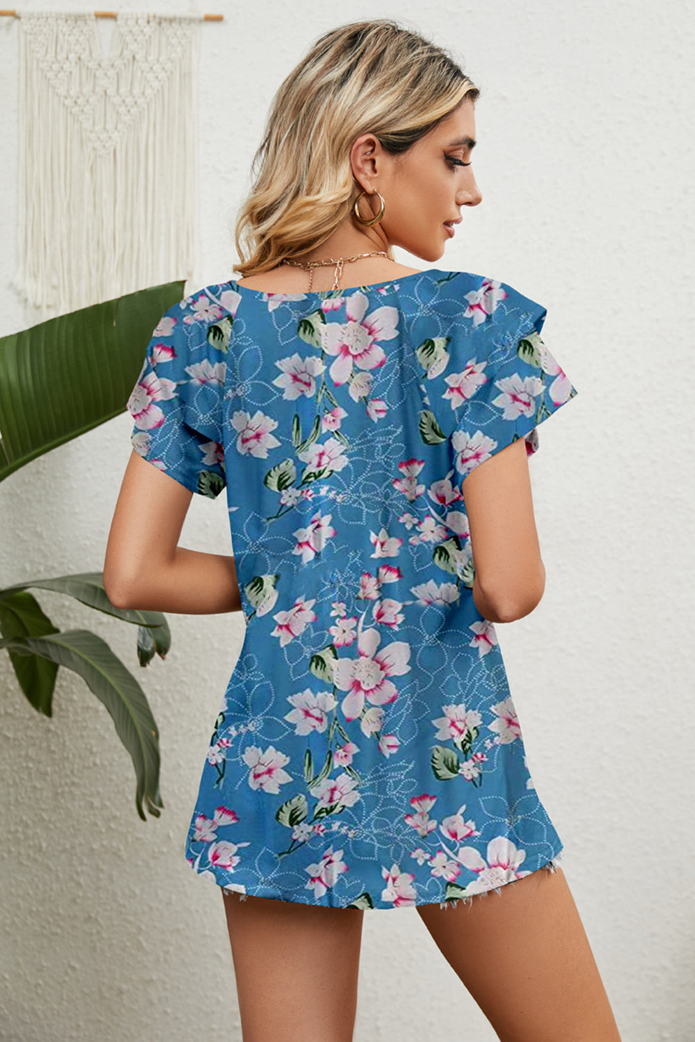 V-Neck Short Sleeve Blouse Trandify deal