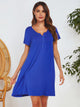 Notched Short Sleeve Mini Lounge Dress Trandify Deal