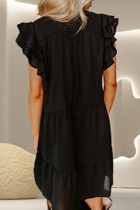 Embroidered Ruffled Cap Sleeve Mini Dress Trandify deal