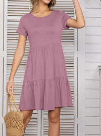 Round Neck Short Sleeve Mini Tee Dress Trandify deal