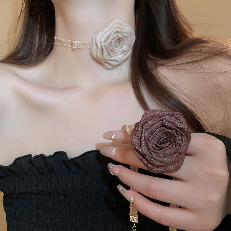 3D Rose Alloy Buckle Necklace Trandify deal