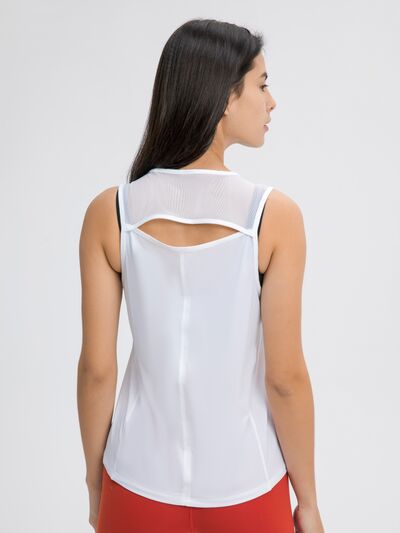Women’s Cutout Back Active Tank Top – Cropped Yoga Tee for Workouts