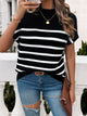 Devine Striped Mock Neck Short Sleeve Sweater Trandify deal