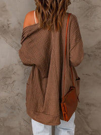 Pocketed Open Front Long Sleeve Cardigan Trandify Deal
