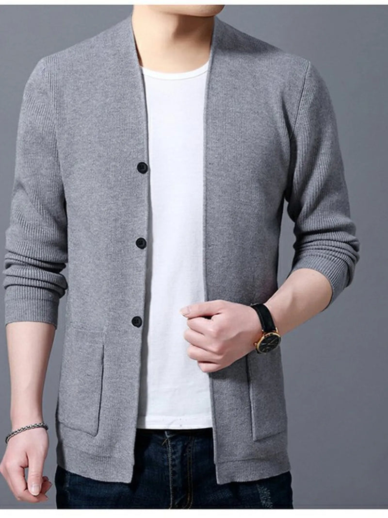 Men’s Plus Size Long Sleeve Cardigan with Pockets – Cozy & Stylish