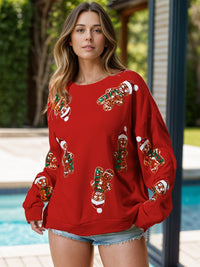 Sequin Gingerbread Man Long Sleeve Sweatshirt Trandify Deal