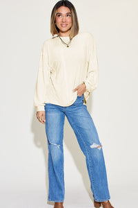 Basic Bae Full Size Ribbed Round Neck Long Sleeve T-Shirt Trandify Deal