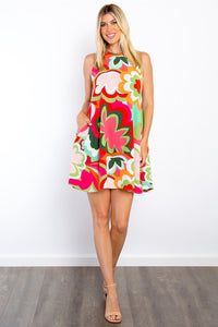 Be Stage Floral Sleeveless Mini Dress with Pockets Trandify Deal