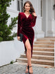 Ruched Slit Surplice Wrap Dress Trandify Deal