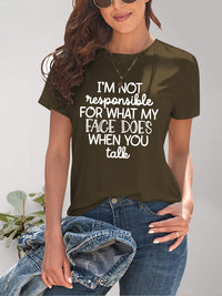 Letter Graphic Round Neck Short Sleeve T-Shirt Trandify deal