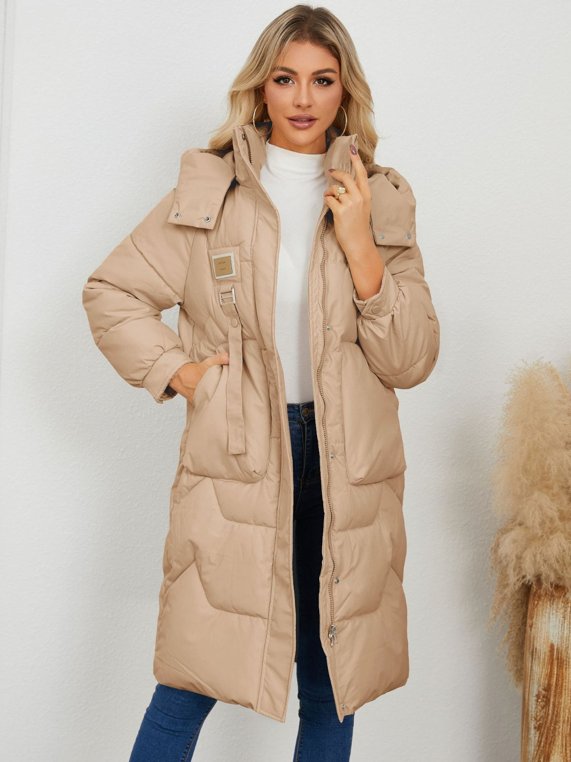 Long Sleeve Longline Hooded Winter Coat Trandify Deal