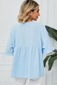 Peplum V-Neck Half Sleeve T-Shirt Trandify deal