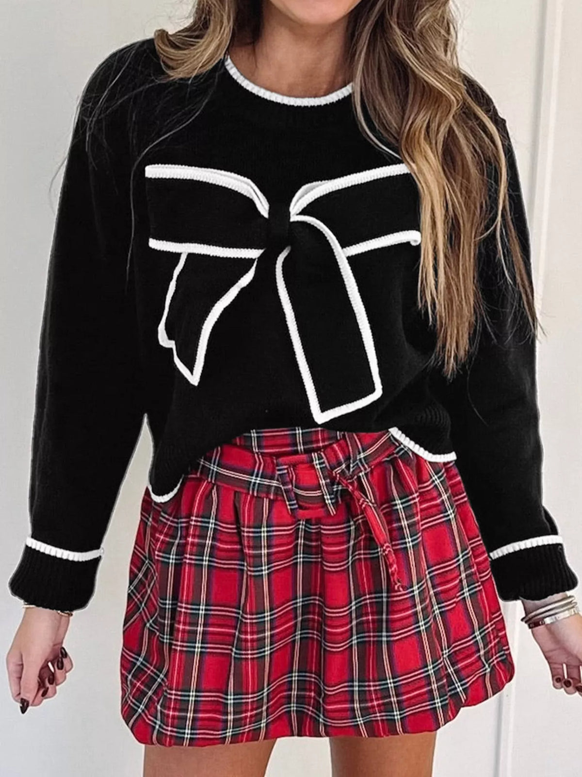 Holiday Bow Sweater | Women's Cropped Christmas Top