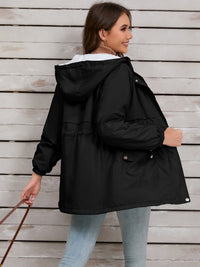 Drawstring Long Sleeve Hooded Jacket Trandify Deal