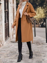 Perfee Dropped Shoulder Tie Waist Coat Trandify Deal
