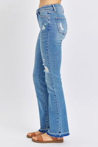 Judy Blue Full Size Mid Rise Destroyed Hem Distressed Jeans Trandify Deal