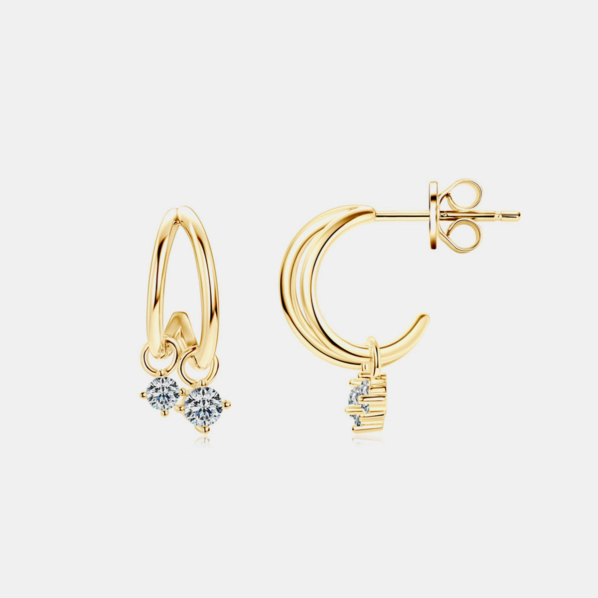 925 Sterling Silver Moissanite C-Hoop Earrings Trandify deal