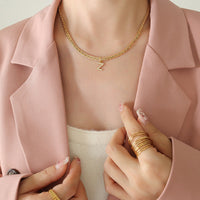 Brass Inlaid Zircon Letter Pendant Necklace Trandify deal