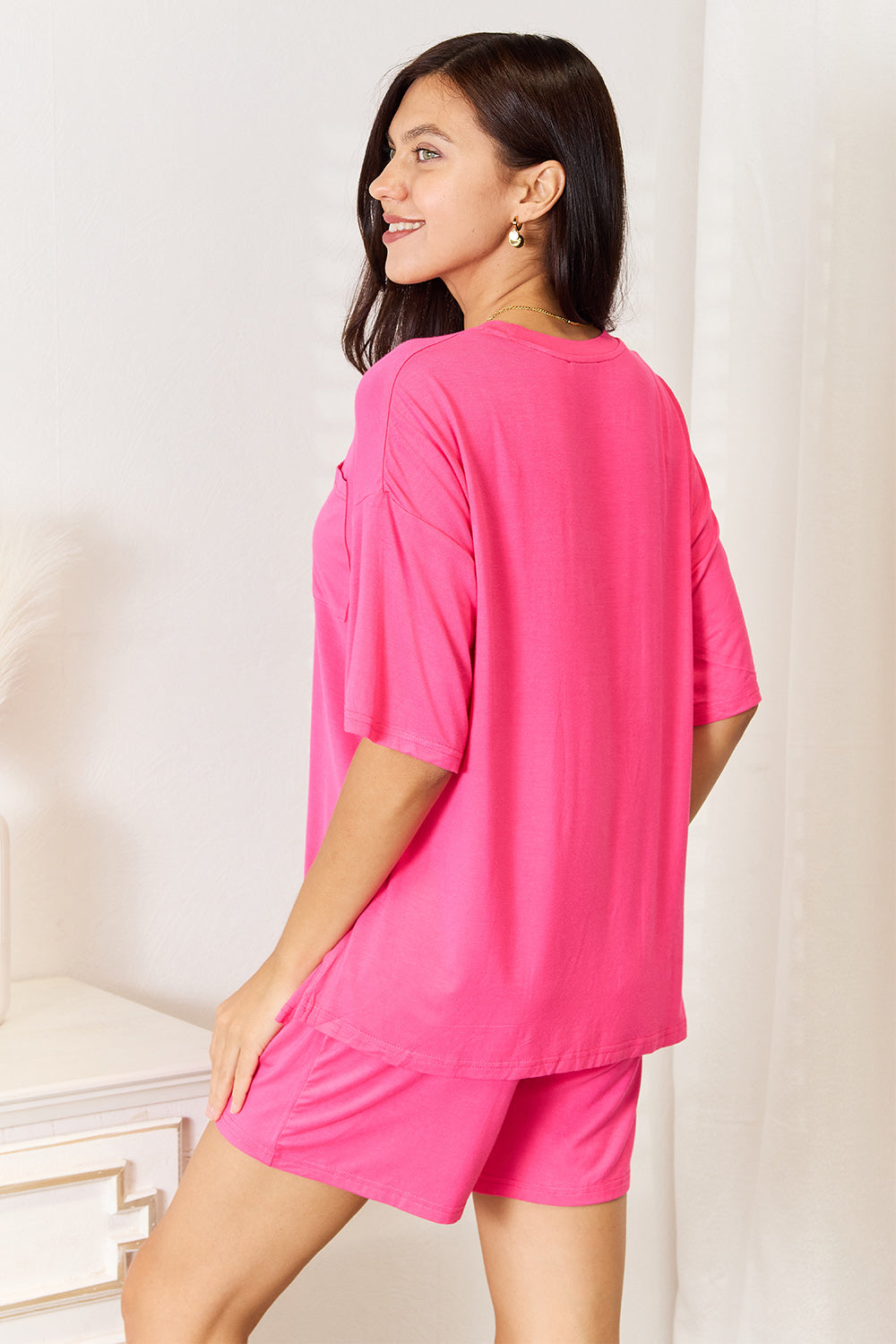 Basic Bae Full Size Soft Rayon Half Sleeve Top and Shorts Set Trandify Deal