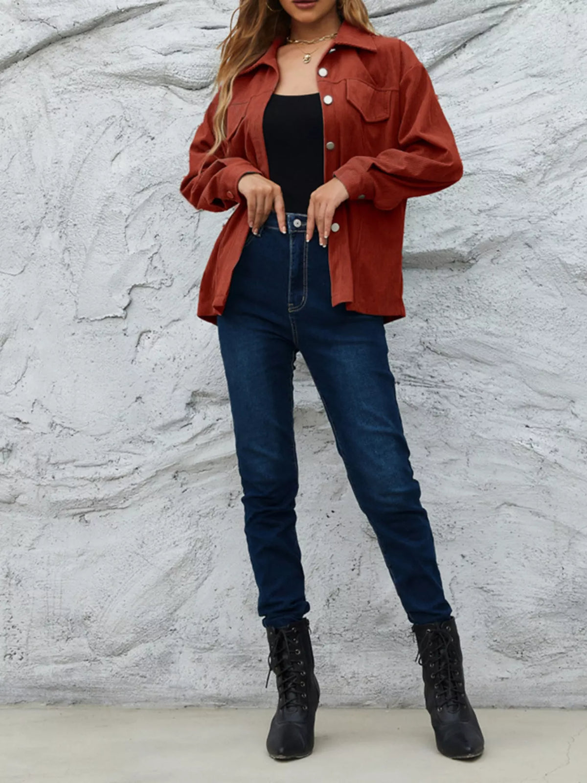 Women's Corduroy Shacket - Pocketed Overshirt