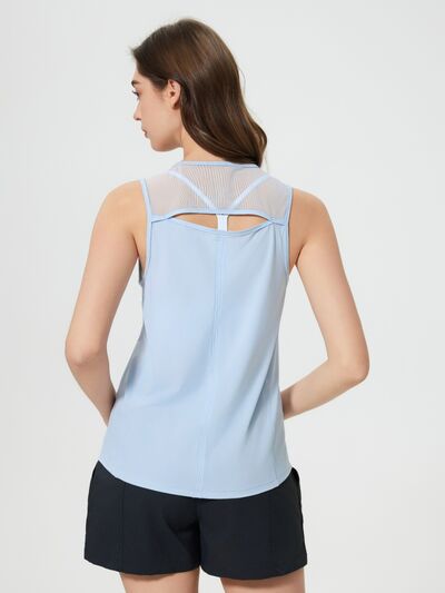 Women’s Cutout Back Active Tank Top – Cropped Yoga Tee for Workouts