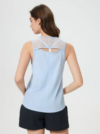 Women’s Cutout Back Active Tank Top – Cropped Yoga Tee for Workouts