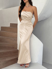 Women’s sexy ruched tube maxi dress for summer 2024 | TrandifyDeal USA